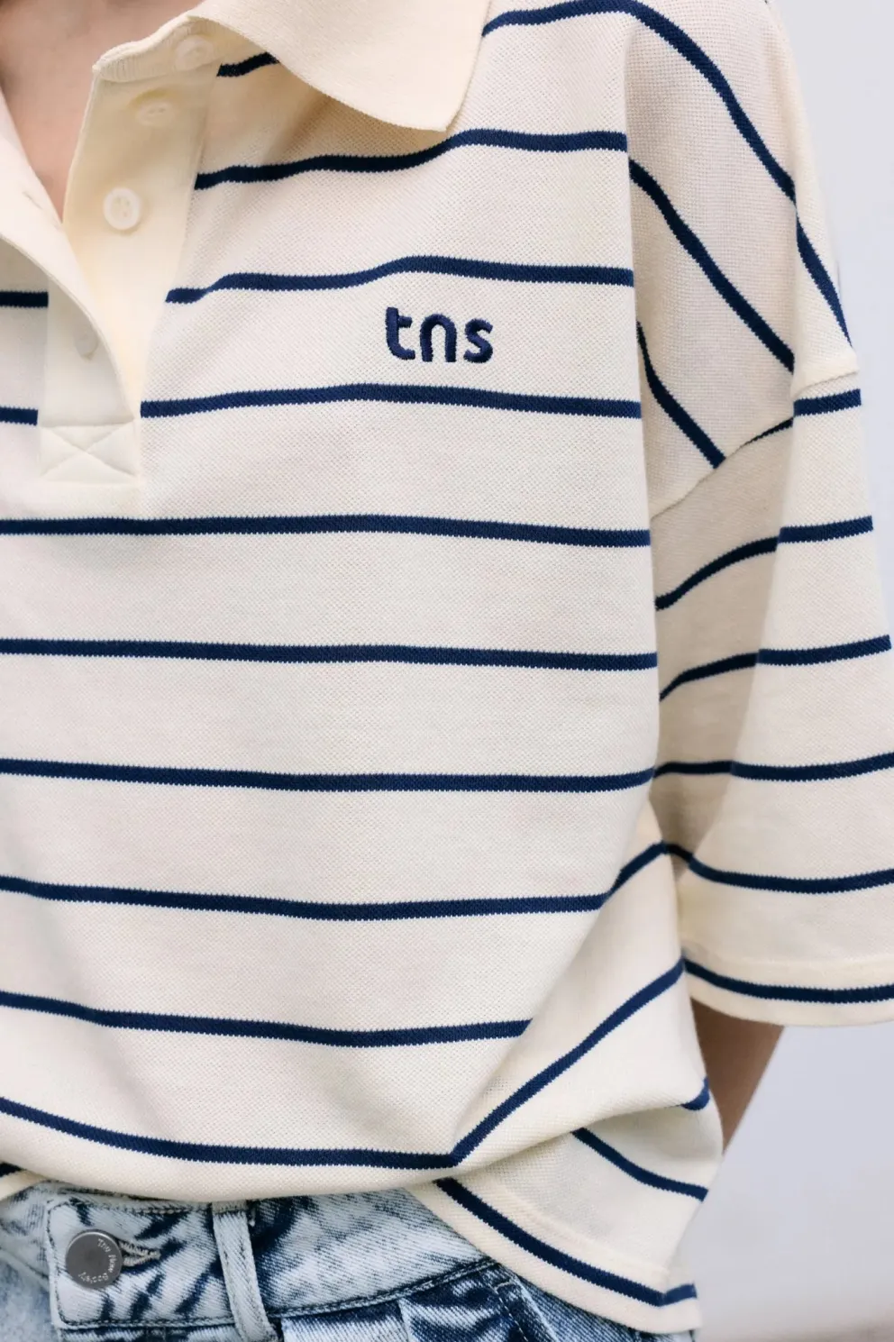Acacia Woman Polo Ecru Stripes