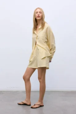 Alheli Woman Shirt Mimosa Yellow Stripes