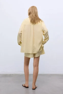 Alheli Woman Short Mimosa Yellow Stripes