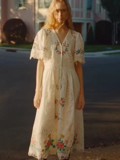 Astrid Embroidery Midi Dress