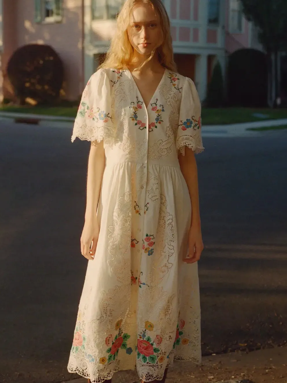 Astrid Embroidery Midi Dress