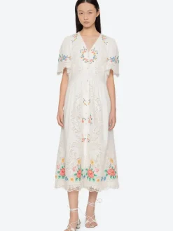 Astrid Embroidery Midi Dress