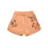 Birds Embroidered Shorts Orange