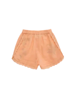 Birds Embroidered Shorts Orange