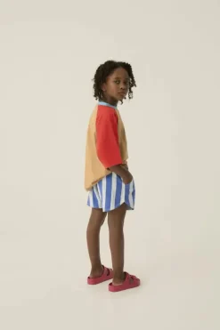 Blue Stripes Washed Shorts