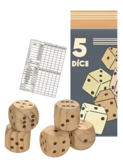 duże drewniane kości do gry 5 szt.