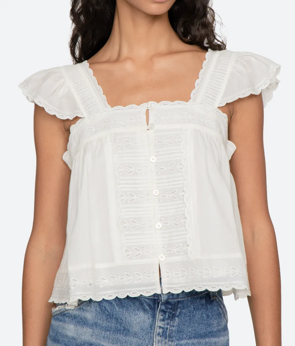 Eliza Solid Flutter Top