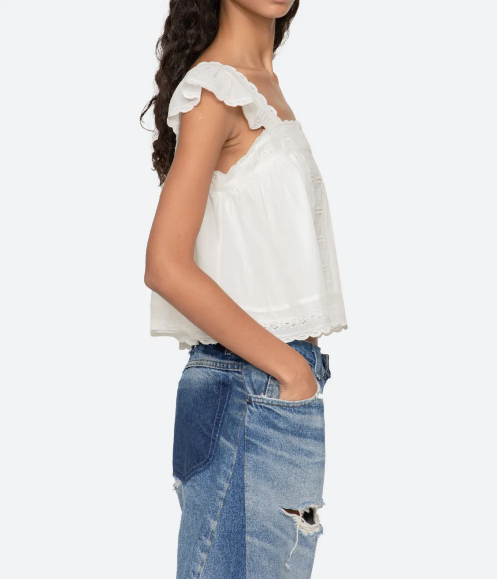 Eliza Solid Flutter Top