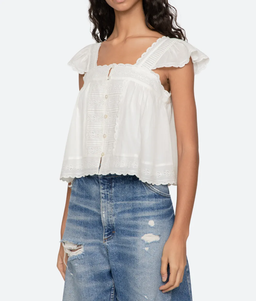 Eliza Solid Flutter Top