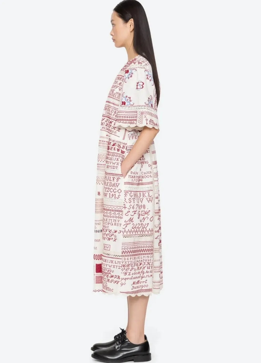 Kit embroidery midi dress