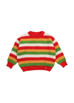Lantana Jumper Tulip Red Knit Stripes