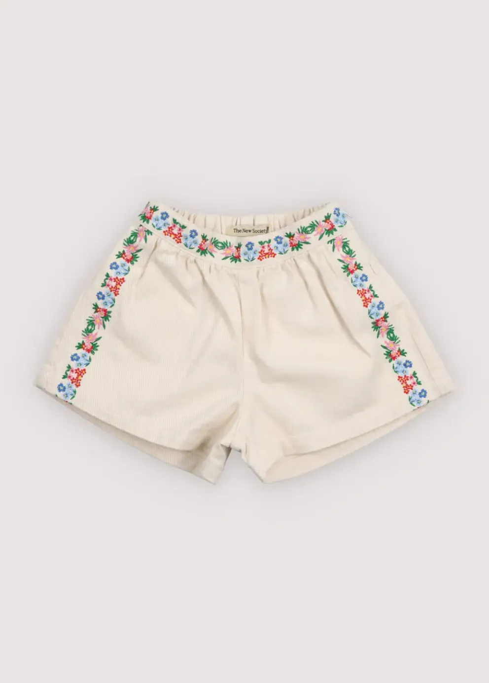 Malva Short Flower Embroidery Natural Denim