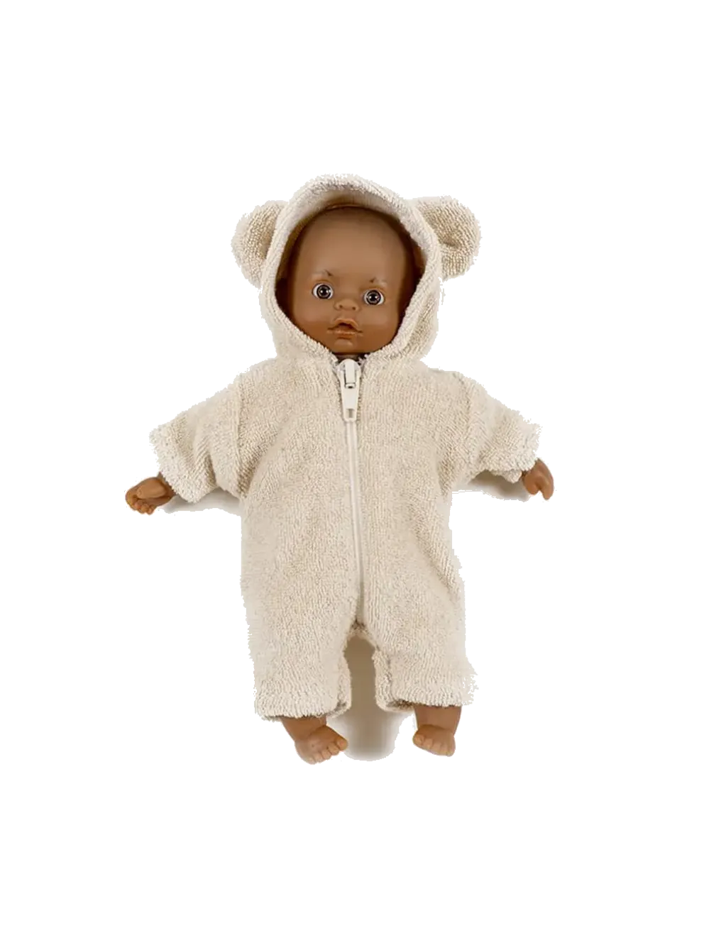 Mini laleczka 17 cm w kombinezonie z uszkami