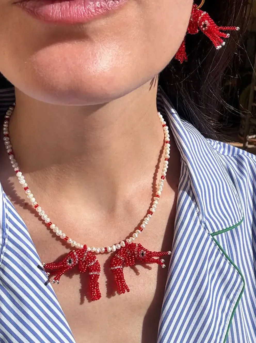 Naszyjnik Baby Prawn & pearls duo necklace