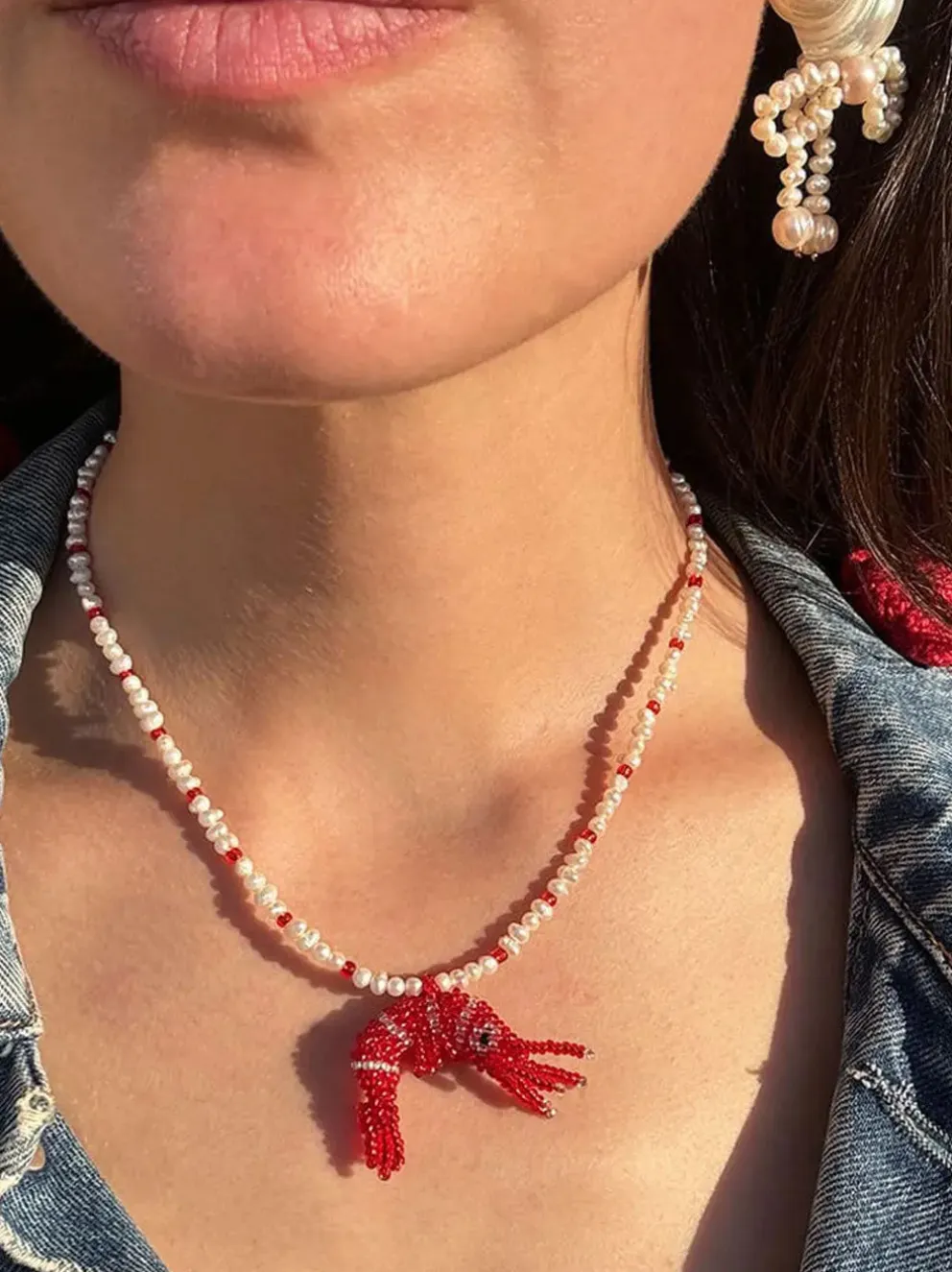 Naszyjnik Baby Prawn & pearls necklace