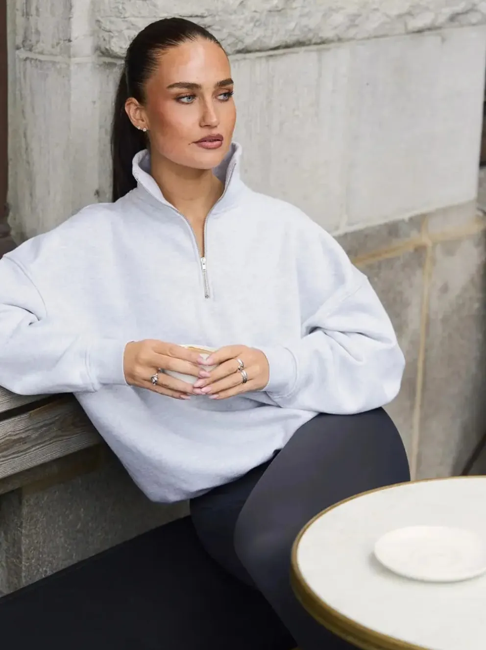 Sisterly Tribe Oversized Half Zip Sweatshirt