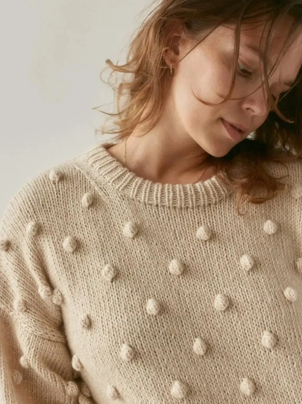 Sweter damski z wełną merino Popcorn