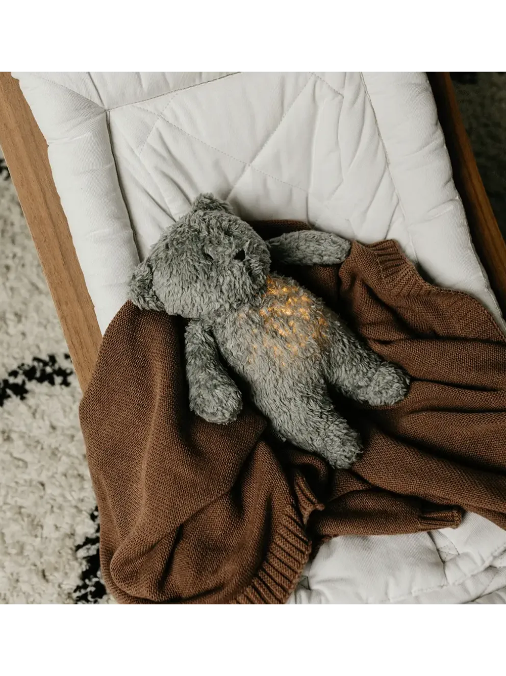szumiący miś organic z lampką nocną