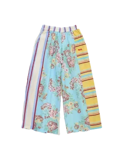 Vintage Flowers Patchwork Pants Mint
