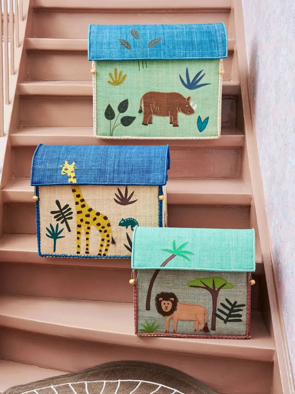 Zestaw 3 koszy Raffia Storage House